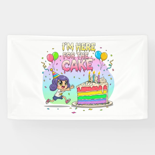 Banderoles Gâteau de caricature Lover Cute Cadeau d'anniversa (Horizontal)