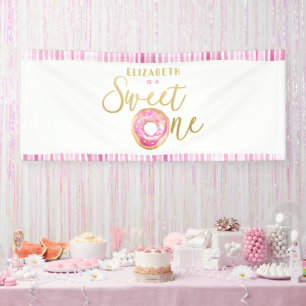 Banderoles Gâteau Sucré Anniversaire Rose et Doré Décoration