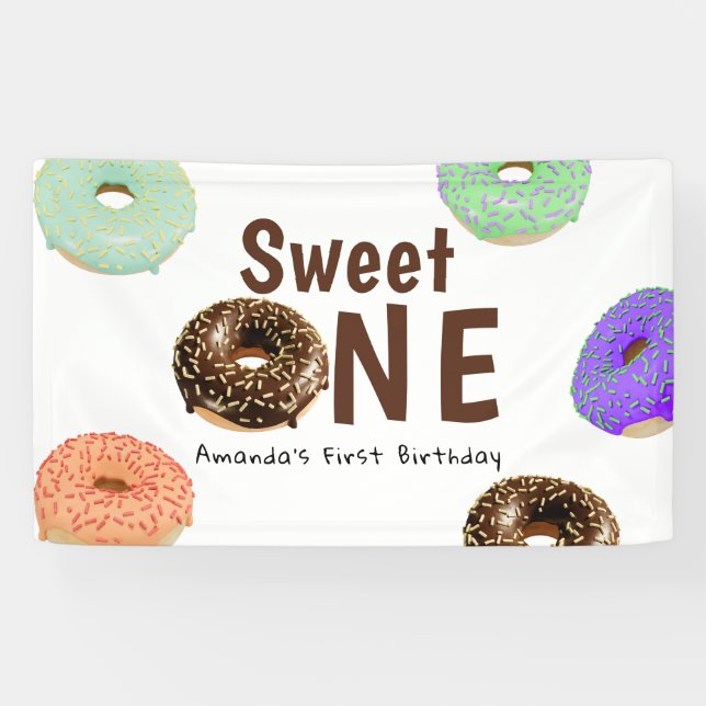 Banderoles Gâteaux Sucrés Un 1er Anniversaire (Horizontal)
