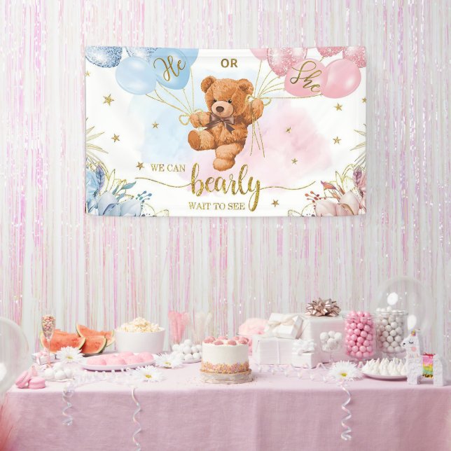 Banderoles Genre Révéler Garçon ou fille bleu Ballons rose (Fête)