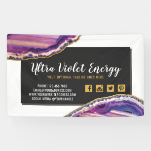 Banderoles Géode Agate Slice Gemstone Ultra Violet violet