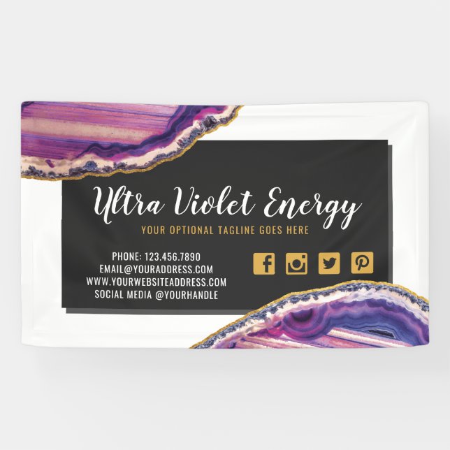 Banderoles Géode Agate Slice Gemstone Ultra Violet violet (Horizontal)