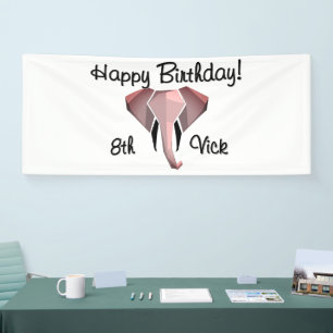 Banderoles Géométrie Tête d'éléphant Anniversaire Âge et nom