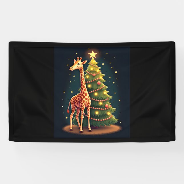 Banderoles Giraffe de Noël Topper arbre officiel Funny Tall (Horizontal)