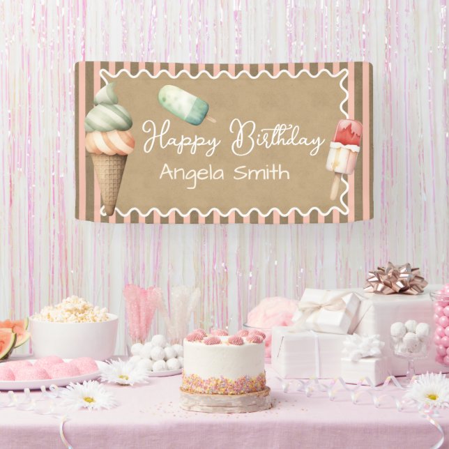 Banderoles Girls Crème Glacée Enfants Anniversaire Papier Kra (Fête)