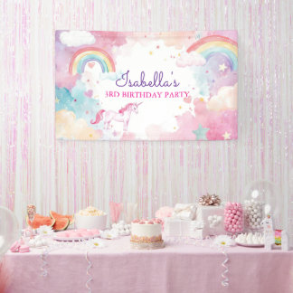 Banderoles Girls Magical Unicorn Rainbow Birthday Party
