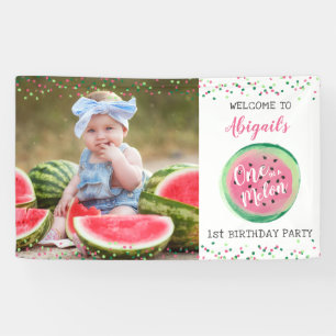 Banderoles Girls One in a Melon 1st Birthday Party Welcome