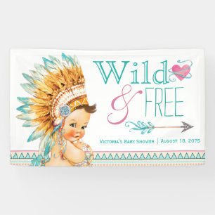 Banderoles Girls Tribal Wild and Free Boho Baby shower