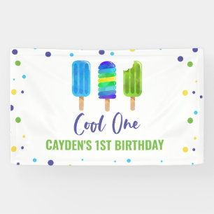 Banderoles Glace Cool One 1er Anniversaire Bleu Vert