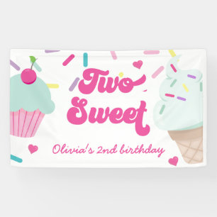 Banderoles Glace et gâteau Deux Douce 2e anniversaire