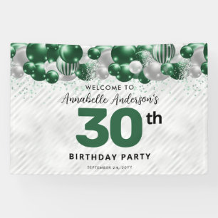 Banderoles Glam Emerald Green Balloon Parties scintillant Bie