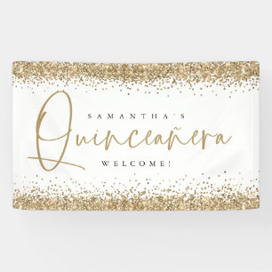 Banderoles Glam Gold Nom de la Parties scintillant Welcome Qu