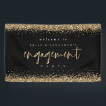 Banderoles Glam Gold Parties scintillant Black Welcome Engage<br><div class="desc">Glam Gold Parties scintillant Black Welcome Engagement Party. Elégante fausse parties scintillant or borde les bords supérieur et inférieur.   Fiançailles est défini dans un style d'écriture informelle et le reste du texte que vous pouvez facilement personnaliser.</div>