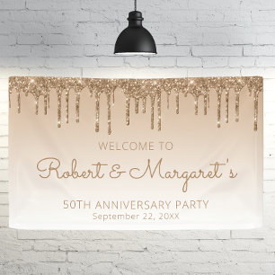 Banderoles Glam Gold Parties scintillant Drip 50th Anniversar