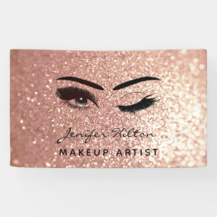 Banderoles Glam moderne rose or glittery cils et sourcils