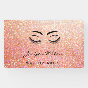 Banderoles Glam moderne rose or glittery cils et sourcils