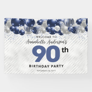 Banderoles Glam Navy Blue Silver Balloon Parties scintillant