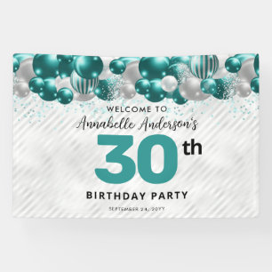 Banderoles Glam Turquoise Green Balloon Parties scintillant d