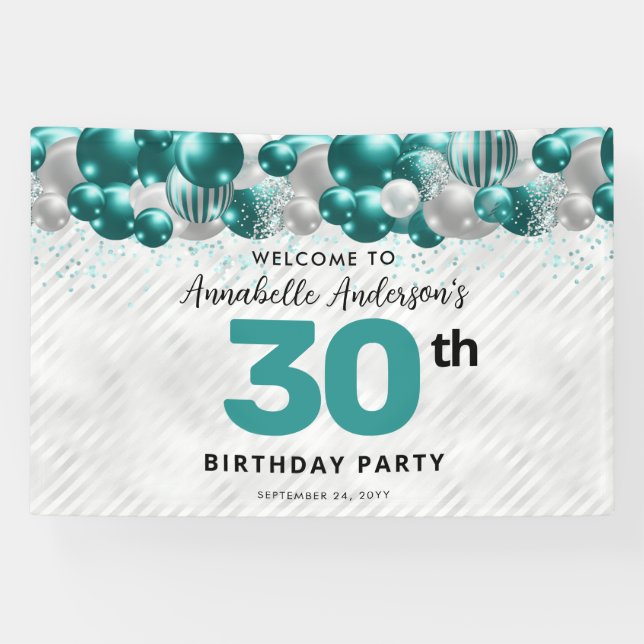 Banderoles Glam Turquoise Green Balloon Parties scintillant d (Horizontal)