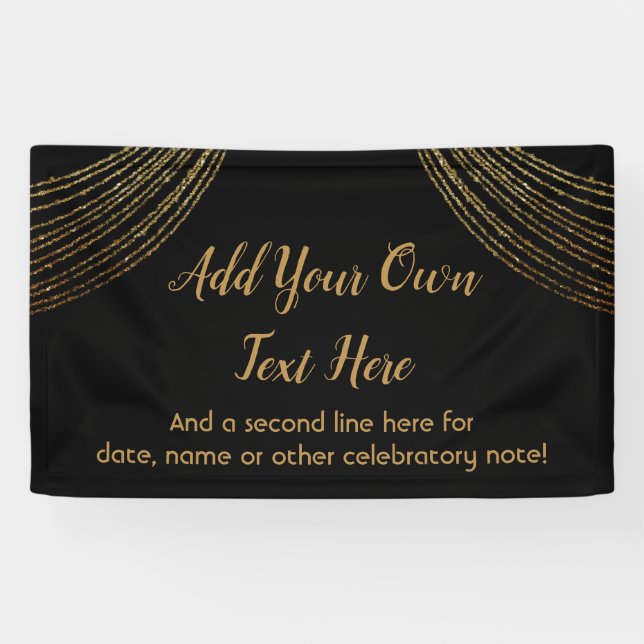 Banderoles Glitterie brillante Gold Garland Ajouter votre pro (Horizontal)