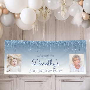Banderoles Glittering Blue Goutte Deux Photo 90e Anniversaire