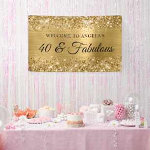 Banderoles Glittery Gold Foil 40 & Fabulous Welcome