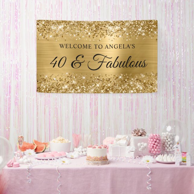 Banderoles Glittery Gold Foil 40 & Fabulous Welcome (Fête)