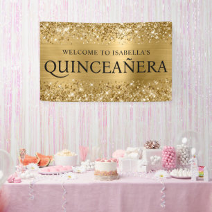 Banderoles Glittery Gold Foil Quinceanera Tous les Casquettes