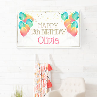 Banderoles Glittery Pastels Joyeux anniversaire de fille
