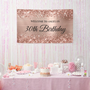 Banderoles Glittery Rose Gold Foil 30e anniversaire Bienvenue