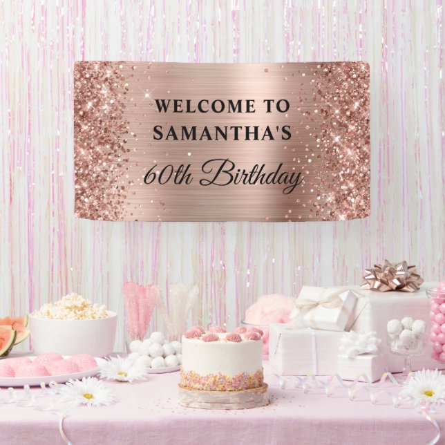 Banderoles Glittery Rose Gold Foil 60e anniversaire (Fête)