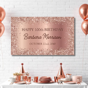 Banderoles Glittery Rose Gold Foil Sparkle 90e anniversaire