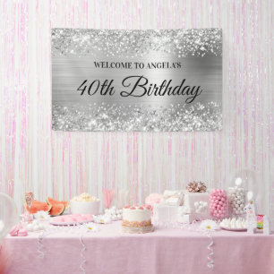 Banderoles Glittery Silver Foil 40e anniversaire Bienvenue