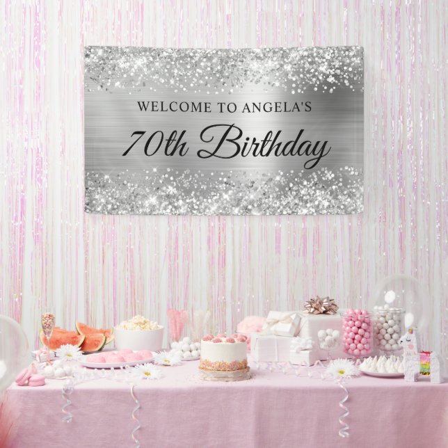 Banderoles Glittery Silver Foil 70e anniversaire Bienvenue (Fête)