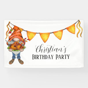 Banderoles Gnome Thanksgiving Theme Anniversaire