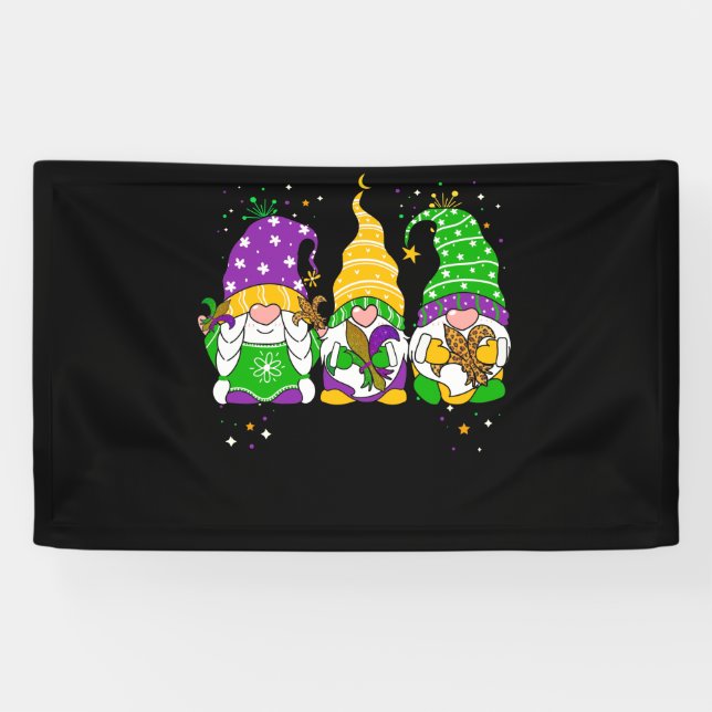 Banderoles Gnomes Mardi Gras Gnome Fleur De Lis Gras Mardi (Horizontal)