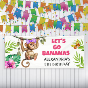 Banderoles Go Bananes colorées Singe Jungle Anniversaire de l