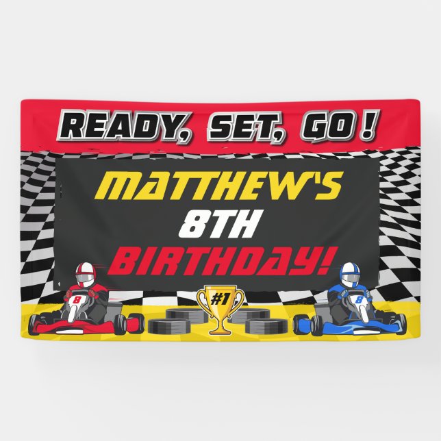 Banderoles Go Kart Anniversaire Course (Horizontal)