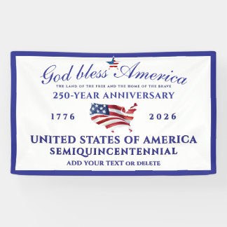 Banderoles God Bless America 250 Semiquincentennial Blue