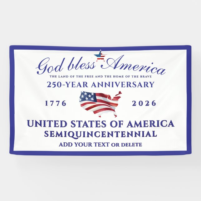 Banderoles God Bless America 250 Semiquincentennial Blue (Horizontal)