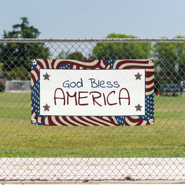 Banderoles God Bless America Red White Blue Flags (Créateur téléchargé)