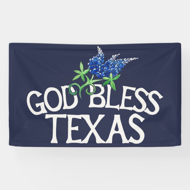 Banderoles God Bless Texas Bluebonnet Art "Texas Bluebonnets" (Horizontal)