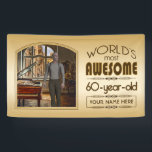 Banderoles Gold 60th Birthday Meilleur cadre photo personnali<br><div class="desc">Célébrez l'anniversaire marquant de votre personne âgée préférée avec ce cadeau classe qui leur rappelle à quel point ils sont fabuleux. Des lignes épurées et des tons bruns, or et crème composent ce cadre simple mais élégant qui peut être customisé avec votre photo préférée, les noms, les initiales ou d'autres...</div>