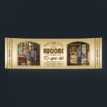 Banderoles Gold 70th Birthday World's Best Custom Photo Frame<br><div class="desc">Célébrez l'anniversaire marquant de votre aîné préféré avec ce cadeau classe qui leur rappelle à quel point ils sont fabuleux. Des lignes et des tons clairs de brun, d'or et de crème composent ce cadre simple mais élégant qui peut être customisé avec votre photo, nom, initiales ou autre texte favori....</div>