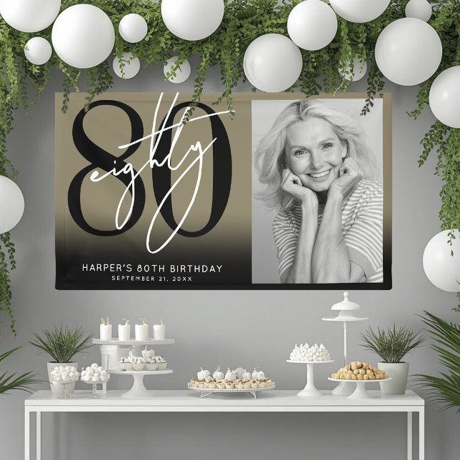 Banderoles Gold 80th Birthday Party (Gold 80th Birthday Party Banner)