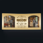 Banderoles Gold 80th Birthday World's Best Custom Photo Frame<br><div class="desc">Célébrez l'anniversaire marquant de votre aîné préféré avec ce cadeau classe qui leur rappelle à quel point ils sont fabuleux. Des lignes et des tons clairs de brun, d'or et de crème composent ce cadre simple mais élégant qui peut être customisé avec vos photos, noms, initiales ou autres textes préférés....</div>