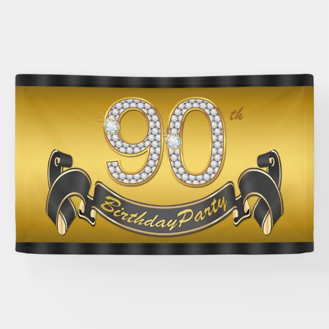 Banderoles Gold 90th Birthday Party (Horizontal)
