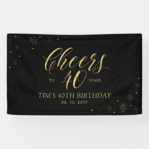 Banderoles Gold & Black Modern Cheers 40e fête d'anniversaire