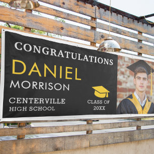 Banderoles Gold Black Photo Graduate Classe De Diplôme