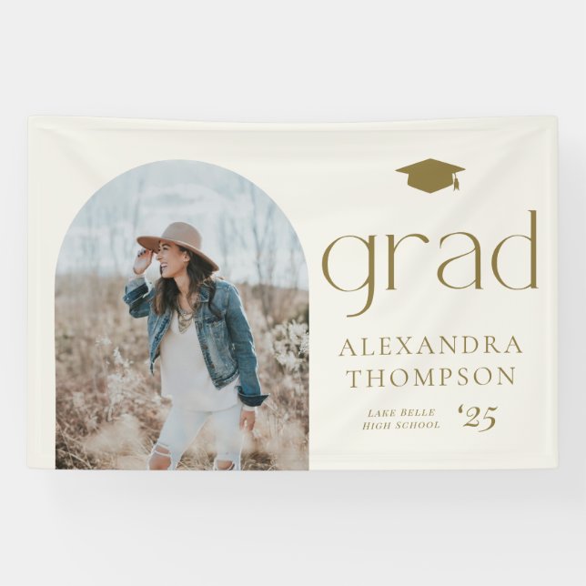 Banderoles Gold Boho Minimalist Arch Photo Graduation (Horizontal)